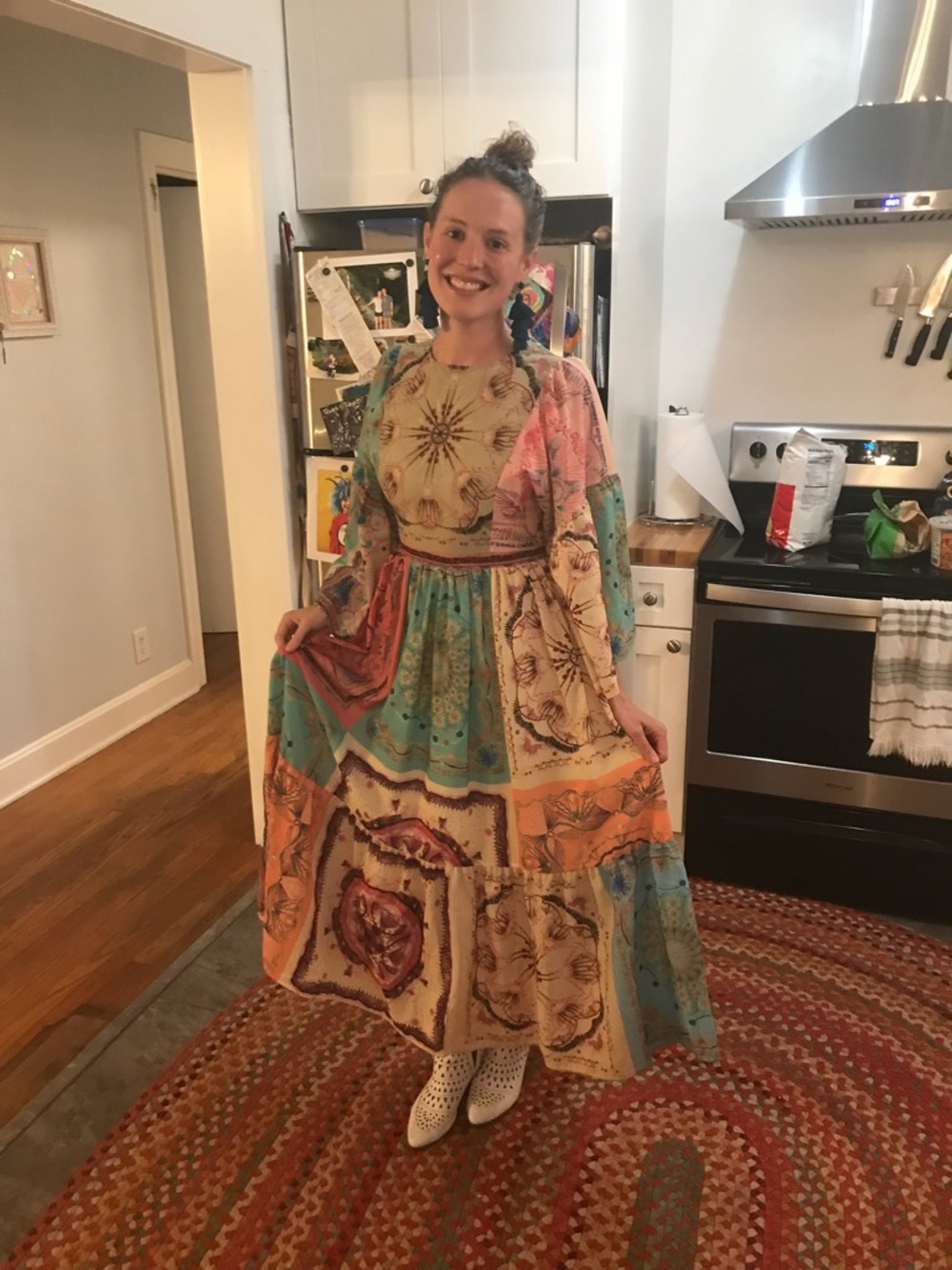 Beulah Colorful Patchwork Maxi Dress size large